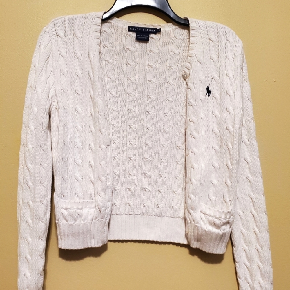 Ralph Lauren White Knit Sweater Jacket
